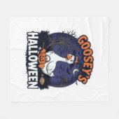 Gooseys Halloween-Gans-Hexenhut-Kürbis_1 Fleecedecke (Vorderseite (Horizontal))
