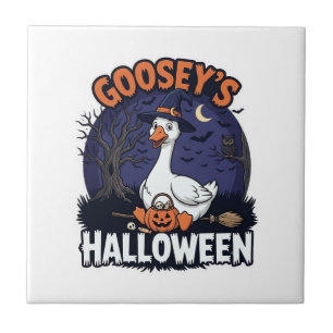 Gooseys Halloween-Gans-Hexenhut-Kürbis_1 Fliese