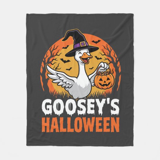Gooseys Halloween-Hexe Gans Retro-Cartoon-Design Fleecedecke (Vorderseite)