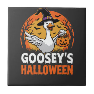 Gooseys Halloween-Hexe Gans Retro-Cartoon-Design Fliese