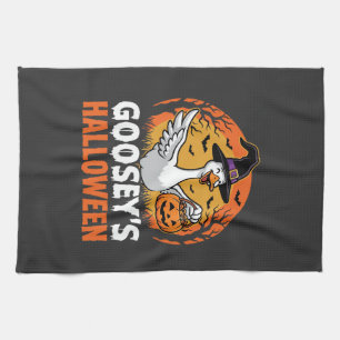 Gooseys Halloween-Hexe Gans Retro-Cartoon-Design Geschirrtuch