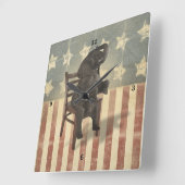 Gop-Elefant übernimmt das Stuhl-lustige politische Quadratische Wanduhr (Winkel)