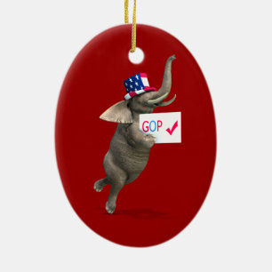 GOP Elephant Keramik Ornament