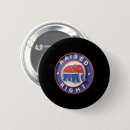Gop Elephant Marches Proudly Raised Right Legacy Button (Vorne & Hinten)
