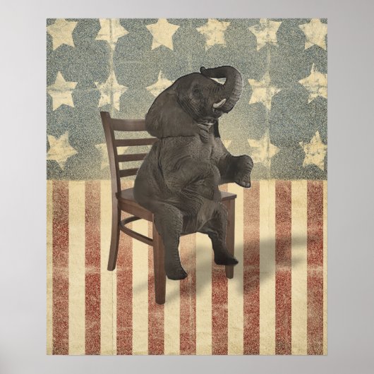 GOP Elephant übernimmt den Vorsitz in der Funny Po Poster (Vorne)
