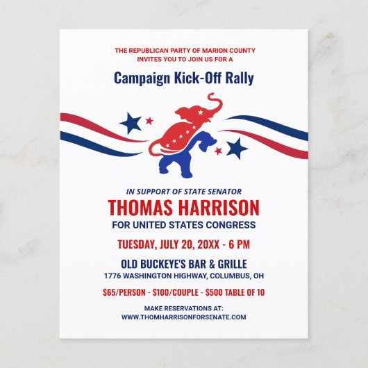 GOP Fundraising-Kampagne Kickoff Budget Flyer (Vorne)