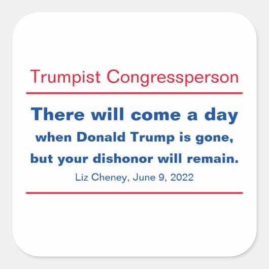 GOP Kongress Ihre Ehrerbietung bleibt Cheney Quadratischer Aufkleber (Vorderseite)