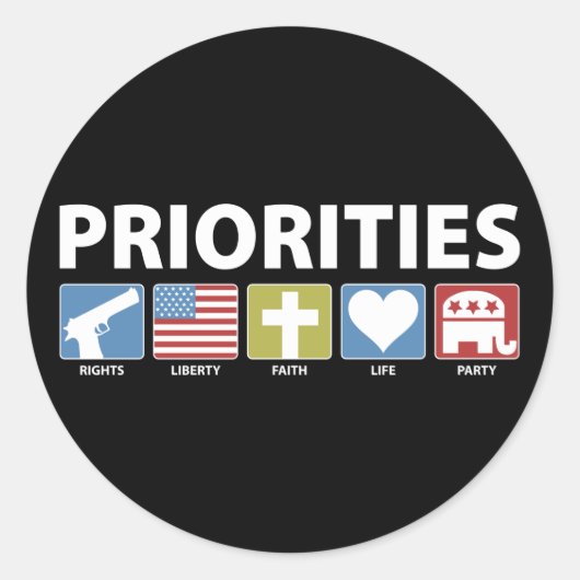 GOP-Prioritäten Runder Aufkleber (Vorderseite)