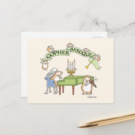 GOPHER BAROQUE von Sandra Boynton Postkarte (Vorderseite/Rückseite Beispiel)