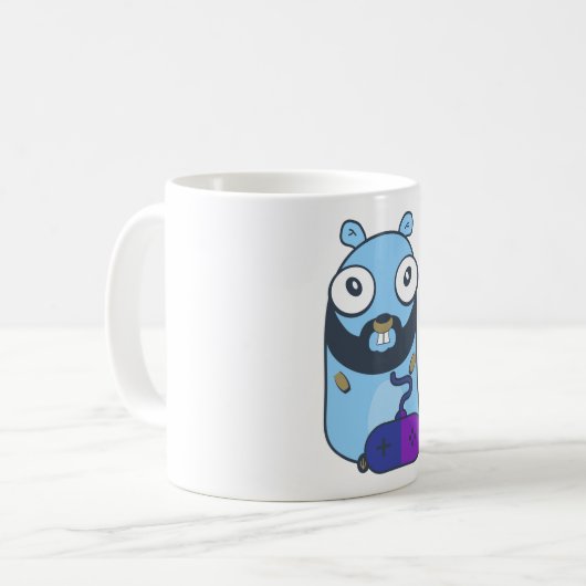 Gopher Gamer. Golang Kaffeetasse (Vorderseite Links)