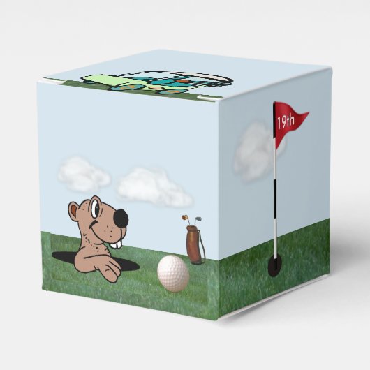 Gopher & Golf Gefälligkeitsbox mit Ball, Flagge &  Geschenkschachtel (Vorderseite)