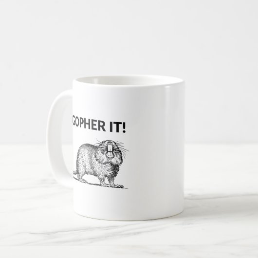 Gopher It Funny Gopher Pun Kaffeetasse (Vorderseite Links)