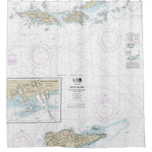Gorda zu St. Thomas und St. Croix Wasserkarte Duschvorhang