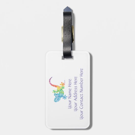 Gordie, der Gecko-Gepäcktag Gepäckanhänger (Rückseite vertikal)