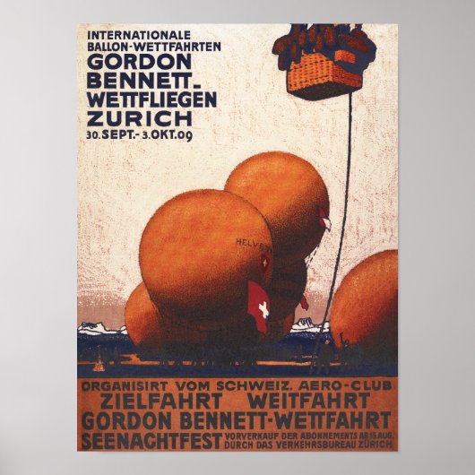 Gordon Bennett Heißluftballon Race Poster (Vorne)