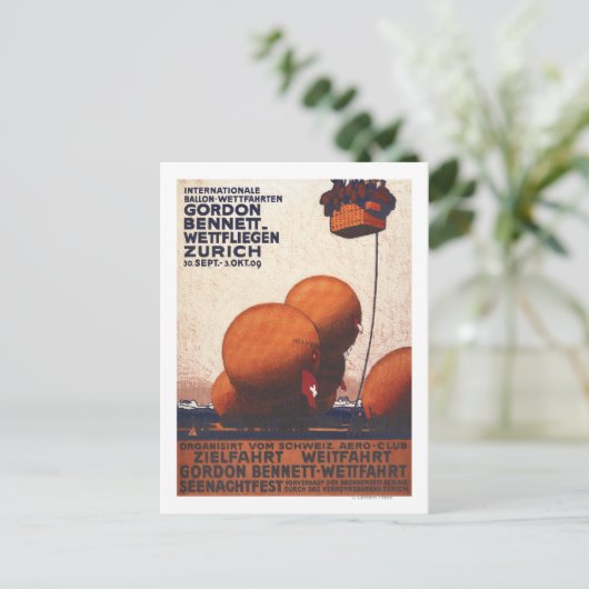 Gordon Bennett Heißluftballon Race Poster Postkarte (Stehend Vorderseite)