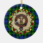 Gordon Clan Abzeichen & Tartan Personalisierte Wei Keramik Ornament (Vorne)