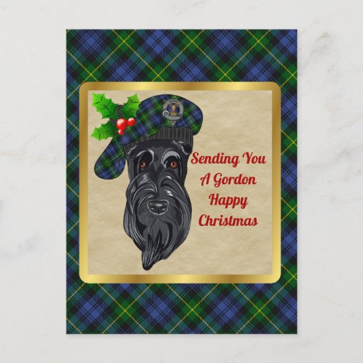 Gordon Clan Abzeichen & Tartan Weihnachts Postkart Postkarte (Vorderseite)