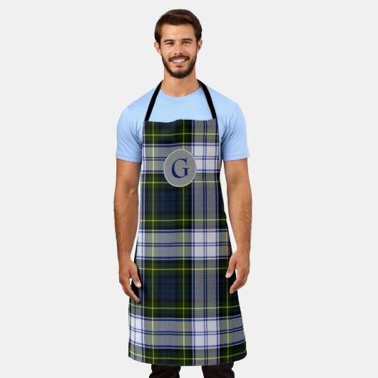 Gordon Dart Tartan Karierten Mit Monogramm Schürze (Getragen)