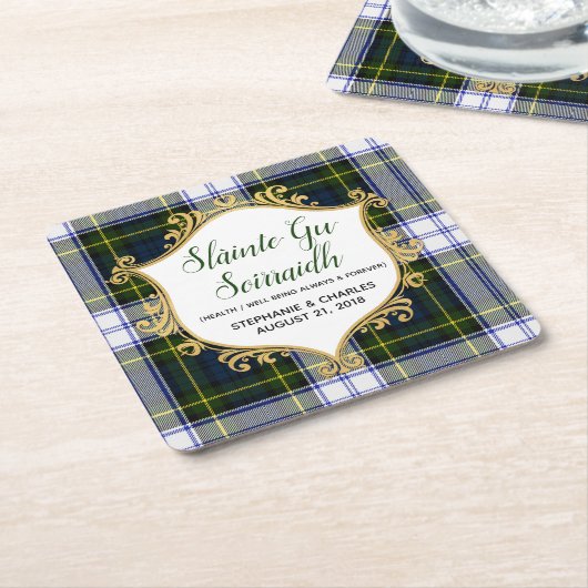 Gordon Dress Kariert Gaelic Wedding Paper Unterset Rechteckiger Pappuntersetzer (angewinkelt)