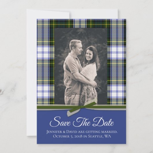 Gordon Dress Kariert Wedding Save the Date Card (Vorderseite)