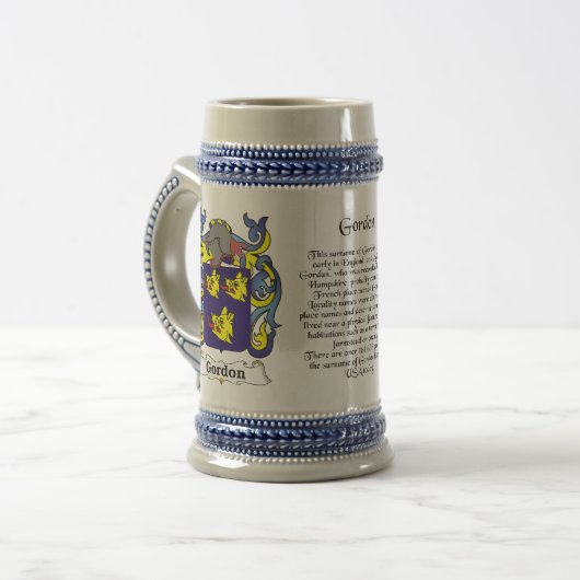 Gordon-Familienwappen Stein Bierglas (Vorderseite Links)