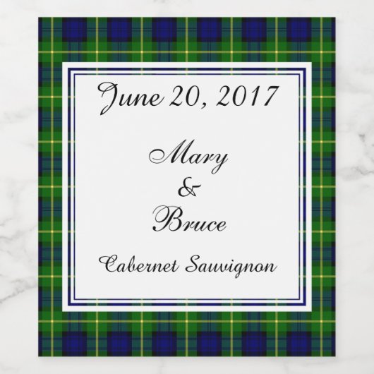 Gordon Scottish Wedding Wine Label Weinetikett (Einzelnes Label)