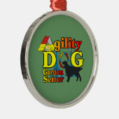 Gordon Setter Agility Silbernes Ornament (Rechts)