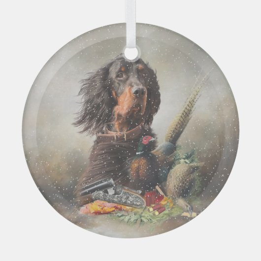 Gordon Setter art Ornament Aus Glas (Vorderseite)