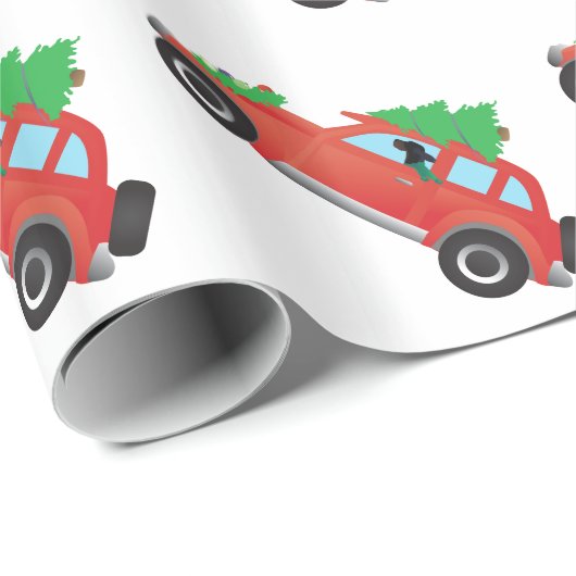 Gordon Setter Auto fahren mit Weihnachtsbaum Geschenkpapier (Rolleneckpunkt)