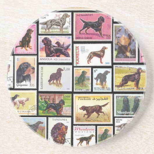 Gordon Setter Briefmarke der Welt-Sandsteinküste Getränkeuntersetzer (Vorne)