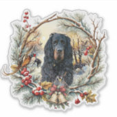 Gordon Setter Christmas Joy – Seasonal Dog Art Aufkleber (Vorderseite)