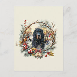 Gordon Setter Christmas Joy – Seasonal Dog Art Feiertagspostkarte