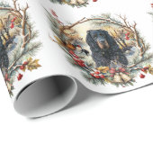 Gordon Setter Christmas Joy – Seasonal Dog Art Geschenkpapier (Rolleneckpunkt)