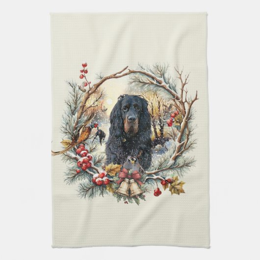 Gordon Setter Christmas Joy – Seasonal Dog Art Geschirrtuch (Vertikal)
