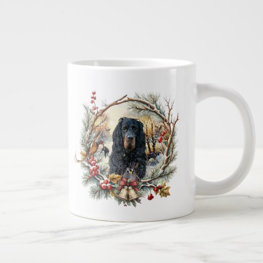 Gordon Setter Christmas Joy – Seasonal Dog Art Jumbo-Tasse (Rechts)