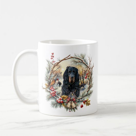 Gordon Setter Christmas Joy – Seasonal Dog Art Kaffeetasse (Links)