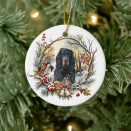 Gordon Setter Christmas Joy – Seasonal Dog Art Keramik Ornament