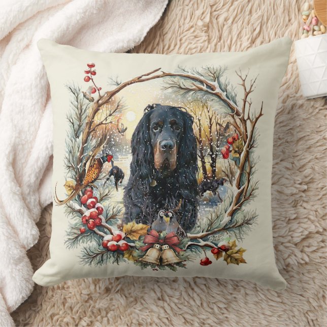Gordon Setter Christmas Joy – Seasonal Dog Art Kissen (Decke)