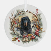 Gordon Setter Christmas Joy – Seasonal Dog Art Ornament Aus Glas (Rückseite)