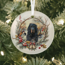 Gordon Setter Christmas Joy – Seasonal Dog Art Ornament Aus Glas