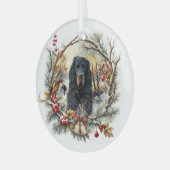 Gordon Setter Christmas Joy – Seasonal Dog Art Ornament Aus Glas (Vorderseite links)