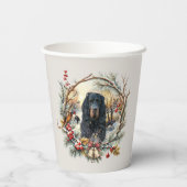 Gordon Setter Christmas Joy – Seasonal Dog Art Pappbecher (Rückseite)