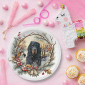 Gordon Setter Christmas Joy – Seasonal Dog Art Pappteller (Party)