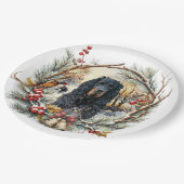 Gordon Setter Christmas Joy – Seasonal Dog Art Pappteller (Schrägansicht)