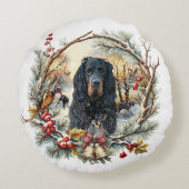 Gordon Setter Christmas Joy – Seasonal Dog Art Rundes Kissen (Rückseite)