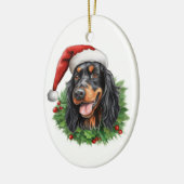 Gordon Setter Christmas Wreath Keramik Ornament (Links)