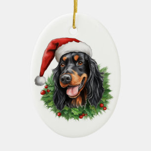 Gordon Setter Christmas Wreath Keramik Ornament
