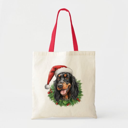 Gordon Setter Christmas Wreath Tragetasche (Vorne)