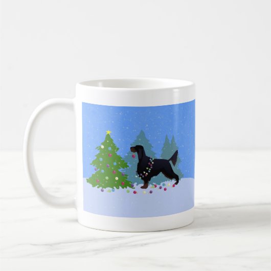 Gordon Setter dekoriert Baum in der for Kaffeetasse (Links)